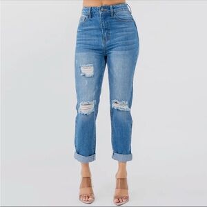 Women's Blue Distressed Jeans